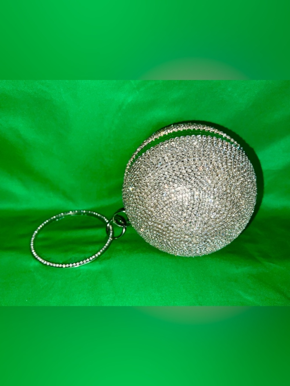 Rhinestone Sphere Wristlet Clutch - Silver
